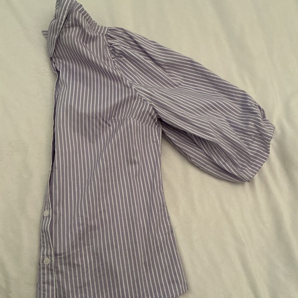 RW&CO. Lavender and White Striped Button-Down Blouse - Picture 8 of 9
